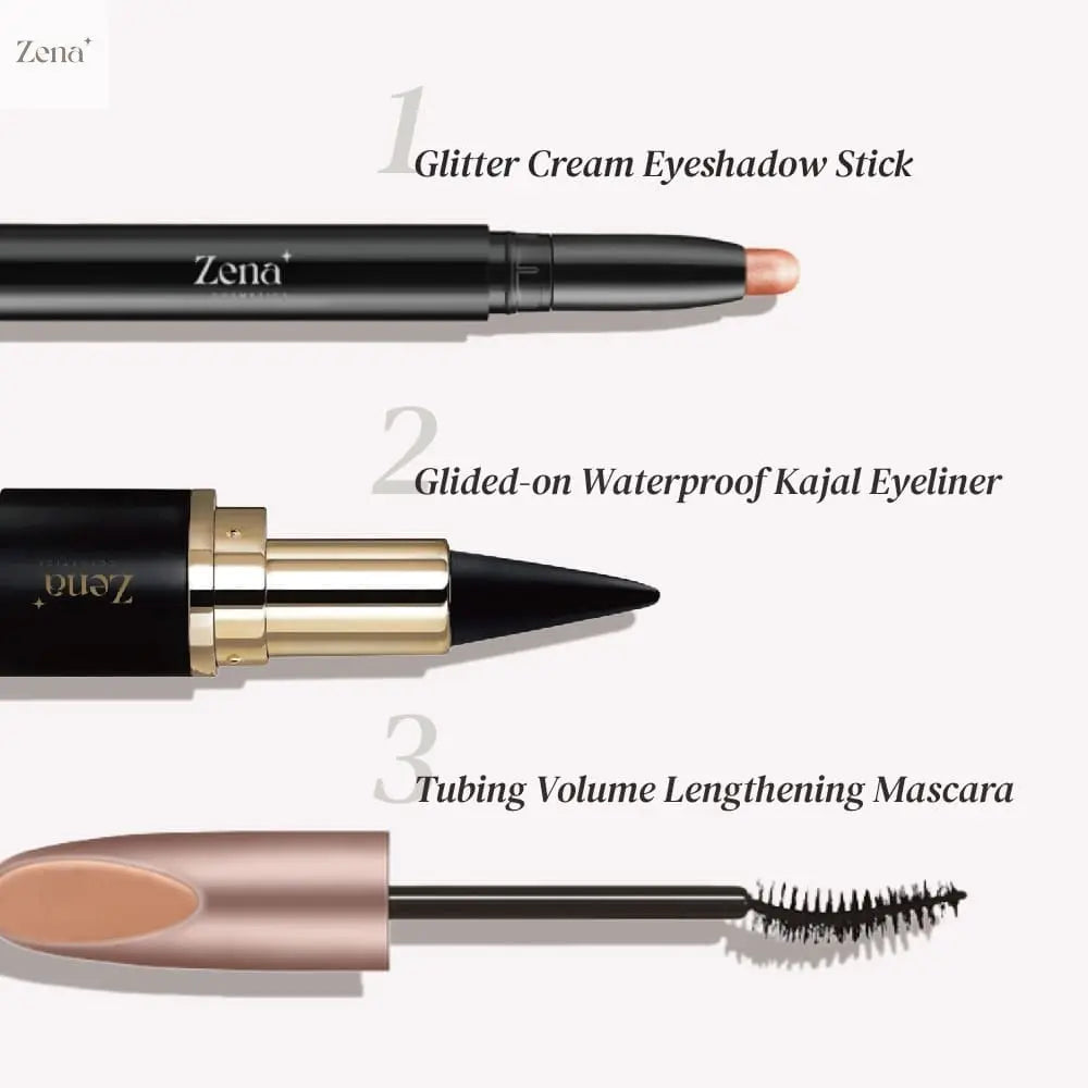 Glam Essentials: Eyeshadow & Mascara & Eyeliner Set ZenaMakeup