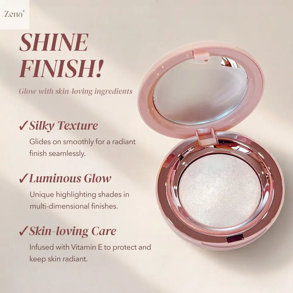 Gleam On Baked Highlighter ZenaMakeup