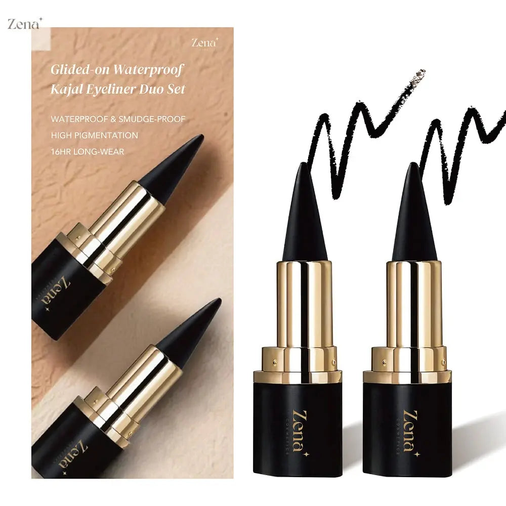Glided-on Waterproof Kajal Eyeliner Duo ZenaMakeup