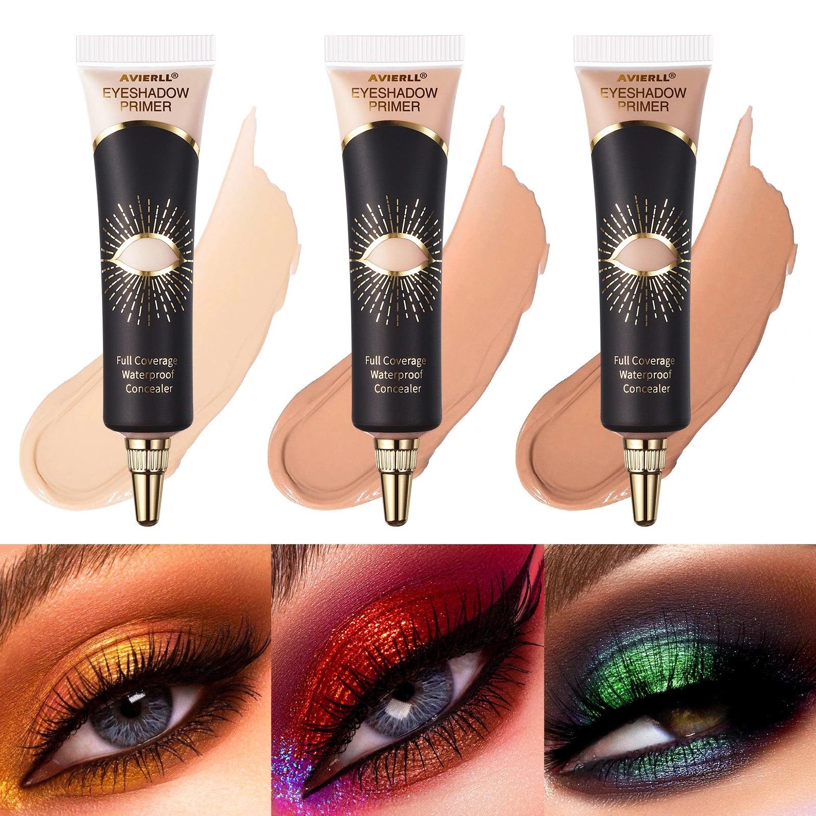 Holographic box containing six eyeshadow primer tubes