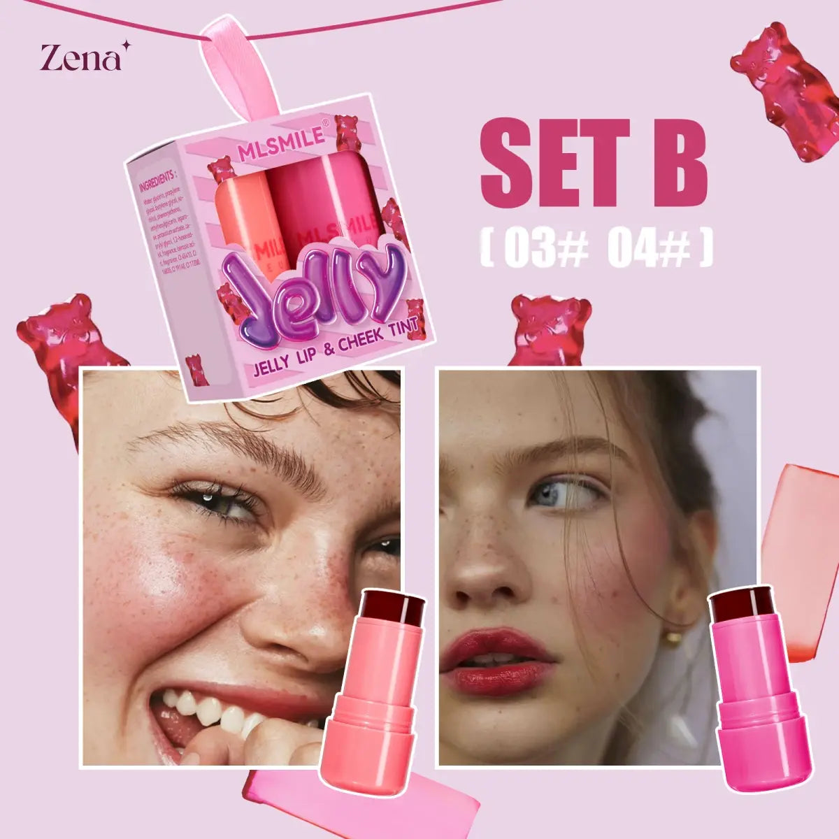 Time-lapse sequence showing the application and blending of Everglow Jelly Tint, emphasizing its ease of use and buildable coverage