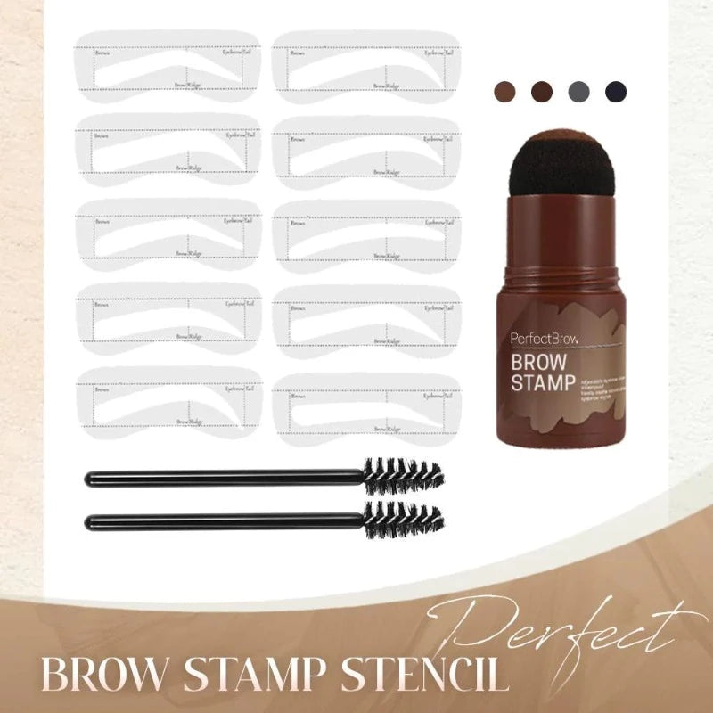 All-in-one eyebrow shaping solution: stamp, stencil, and powder